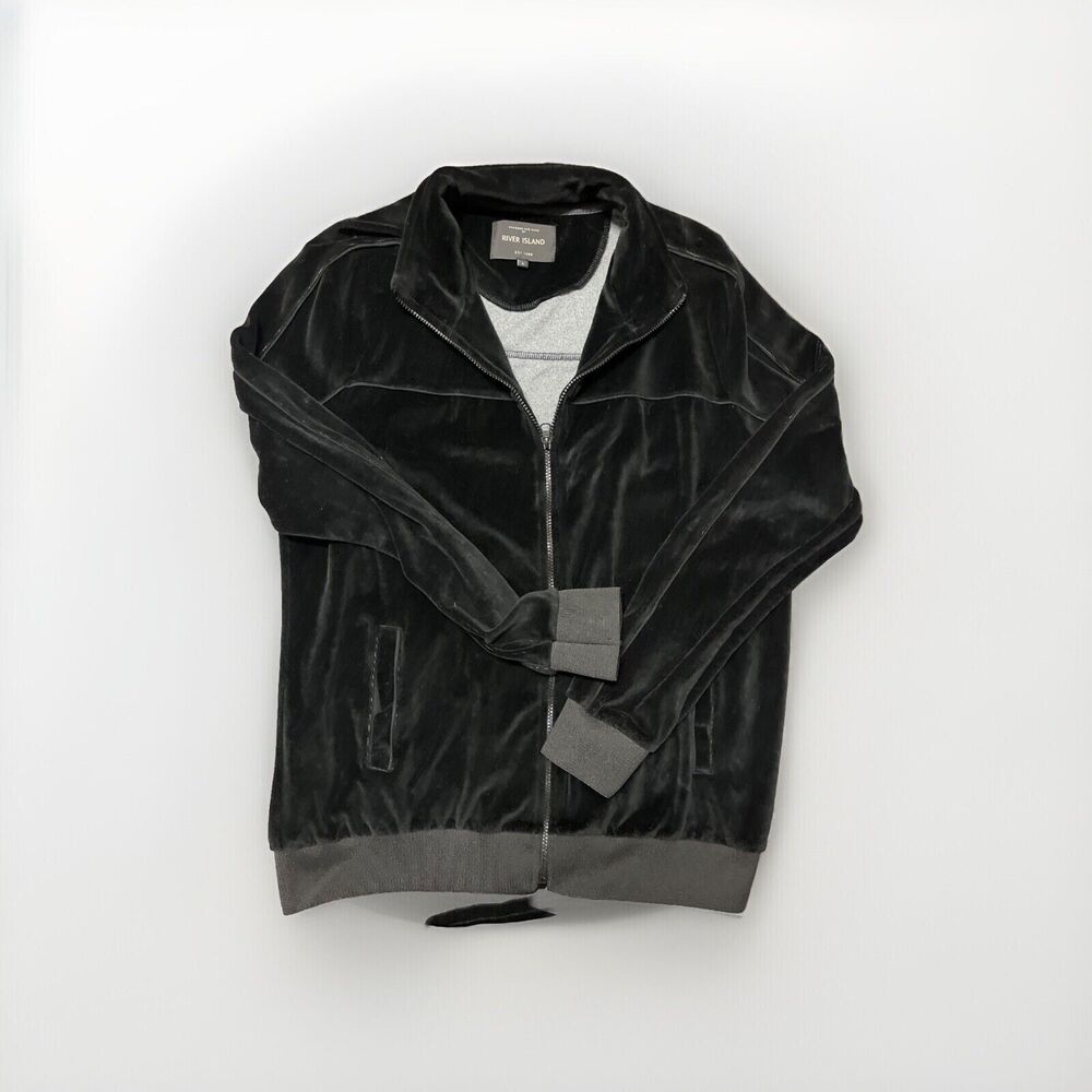 River Island Velour Velvet Pocket Full Zip Long Sleeve & Pants Set Large